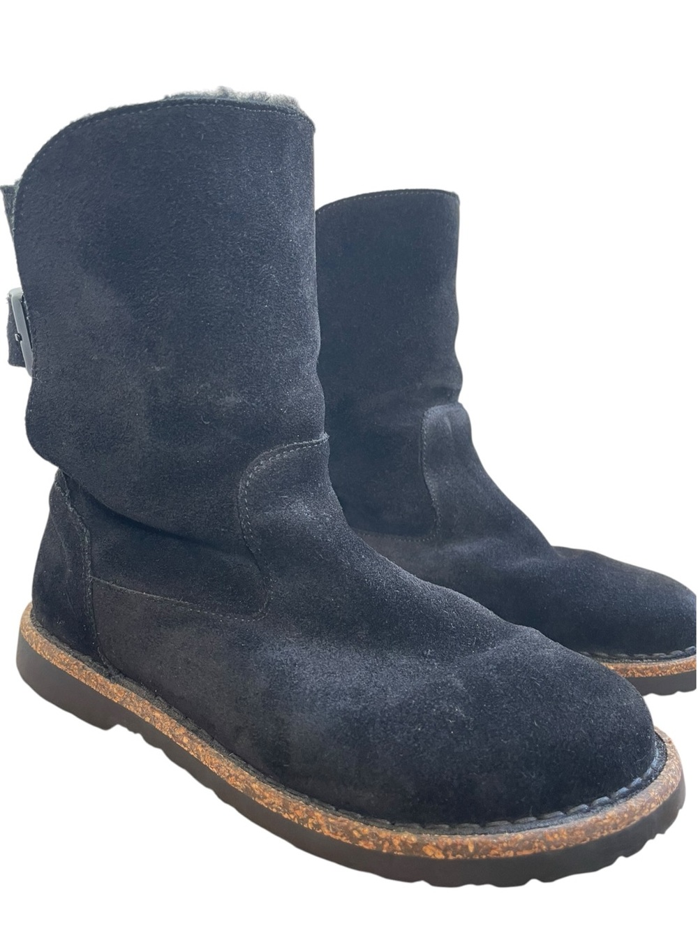 Birkenstock Uppsala Shearling Black Suede Mid Calf Boots EU 38 US 7-7.5